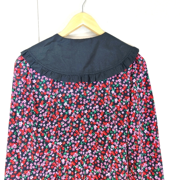 Topshop Red & Pink Floral Peter Pan Collar Dress Size UK 10 Ditsy Shift Smock - Picture 8 of 10